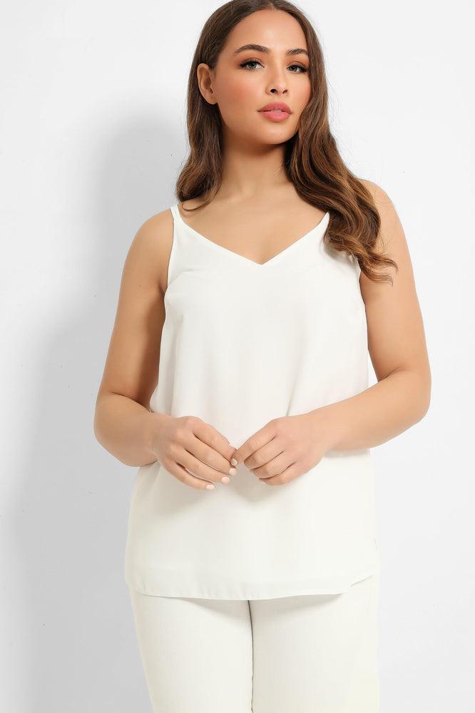 White Lightweight Crossover Back Cami Top-SinglePrice