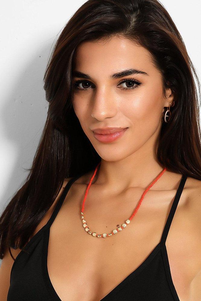 Red Gold Small Beads Necklace - SinglePrice