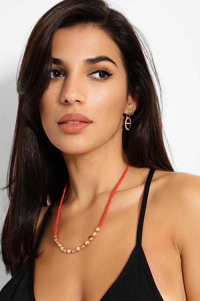 Red Gold Small Beads Necklace - SinglePrice