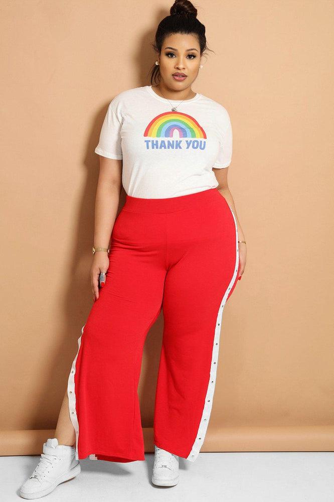 Red Split Legs Studded Trousers-SinglePrice