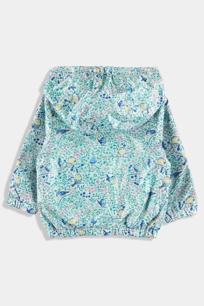 Mint Green Birds Print Baby Girl Windbreaker - SinglePrice