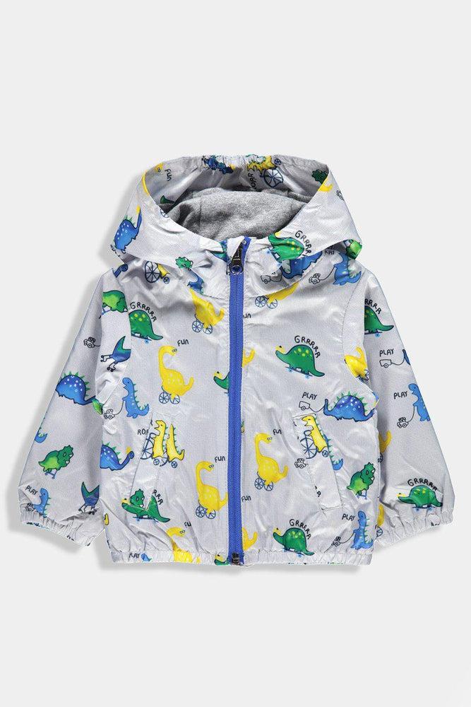 Grey Dinosaur Print Baby Boy Windbreaker - SinglePrice