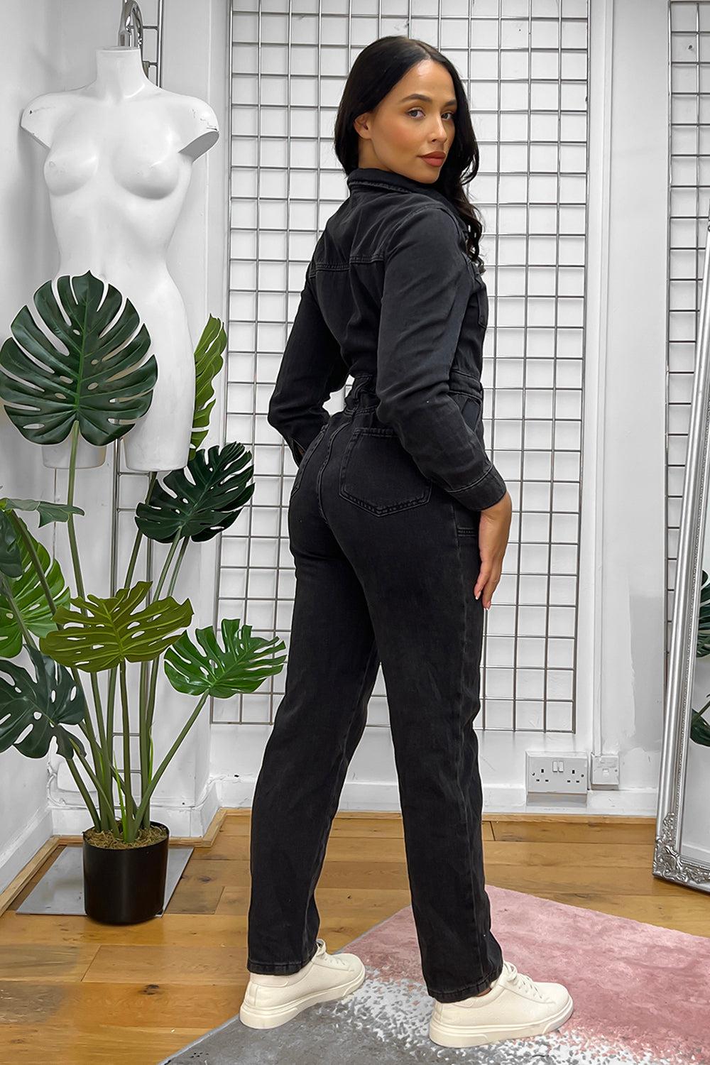 Distressed Denim Zip Details Romper Jumpsuit-SinglePrice