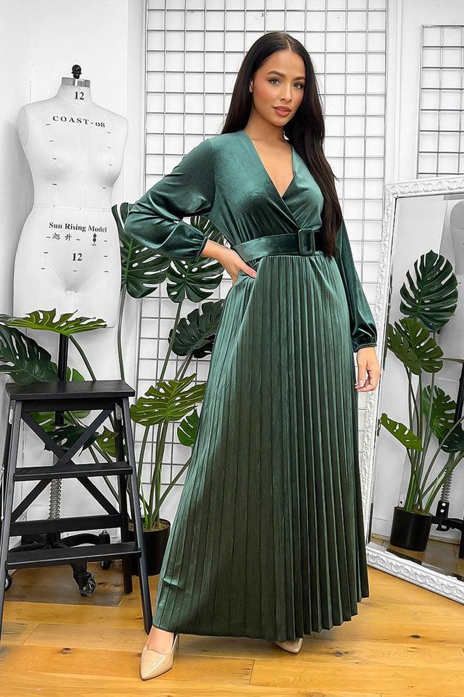 Belted Maxi Velour Dress-SinglePrice