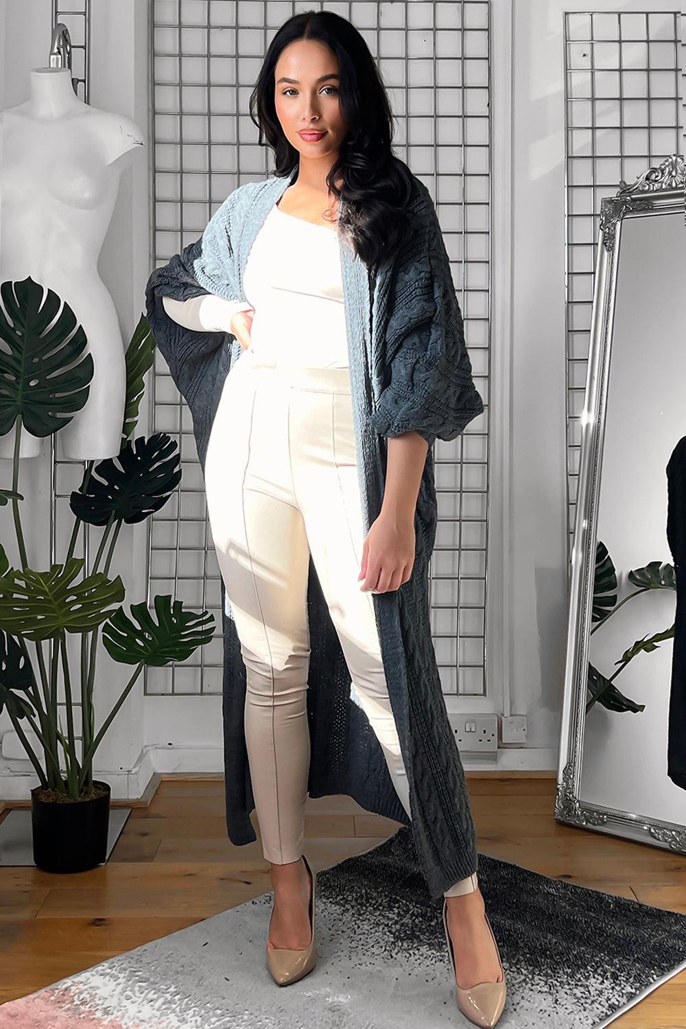 Longline Open Front Knitted Cardigan-SinglePrice