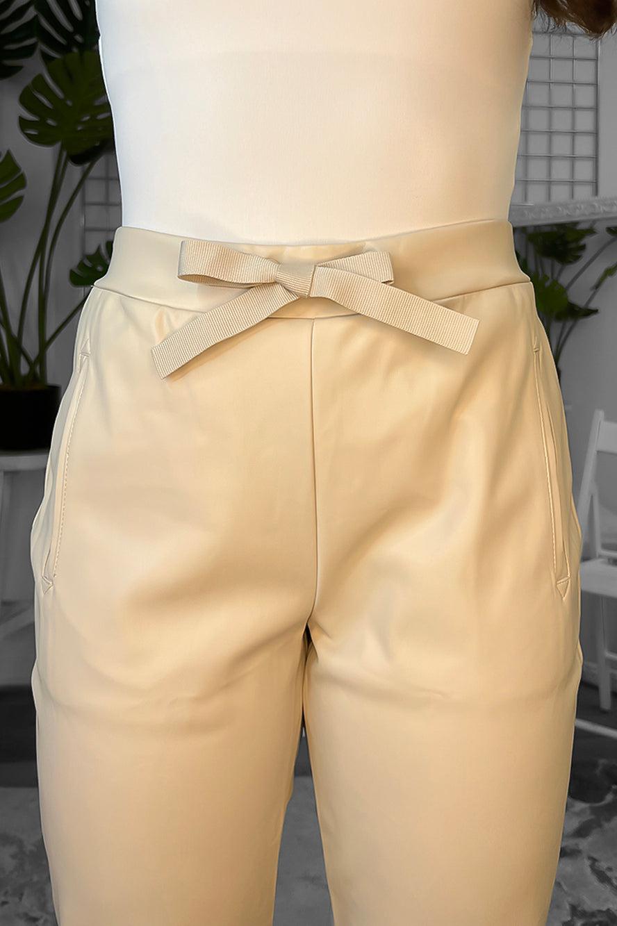 Faux Leather Belted Smart Trousers-SinglePrice