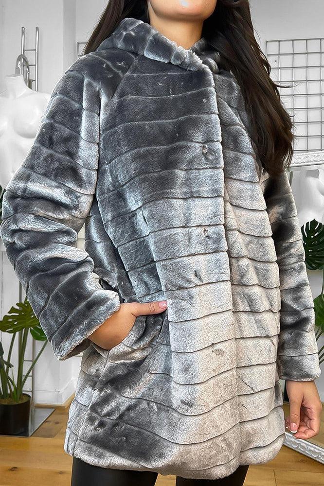 Luxury Velvety Faux Fur Hooded Coat-SinglePrice