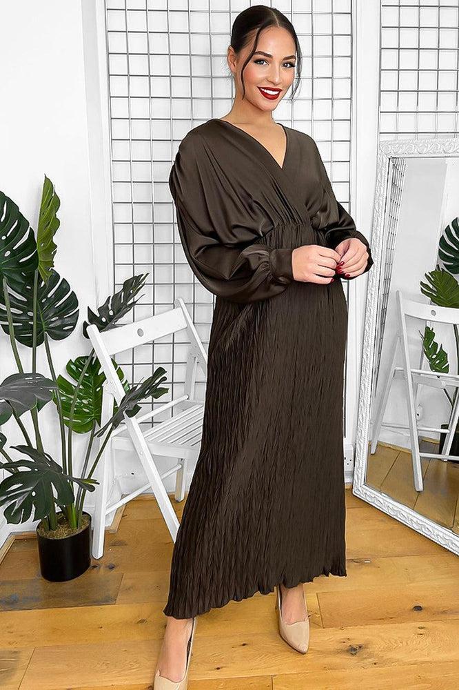 Shirred Skirt Batwing Maxi Dresss-SinglePrice