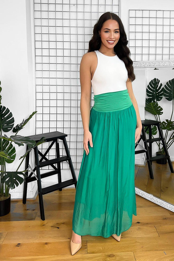 Green chiffon maxi skirt Clearance