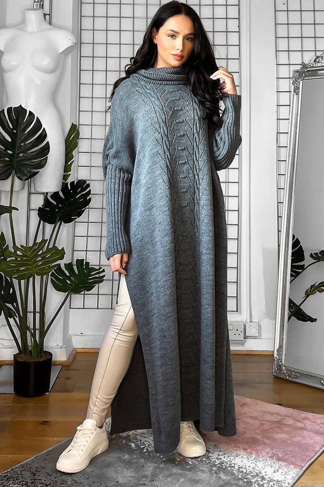 High Neck Thigh High Splits Maxi Pullover-SinglePrice