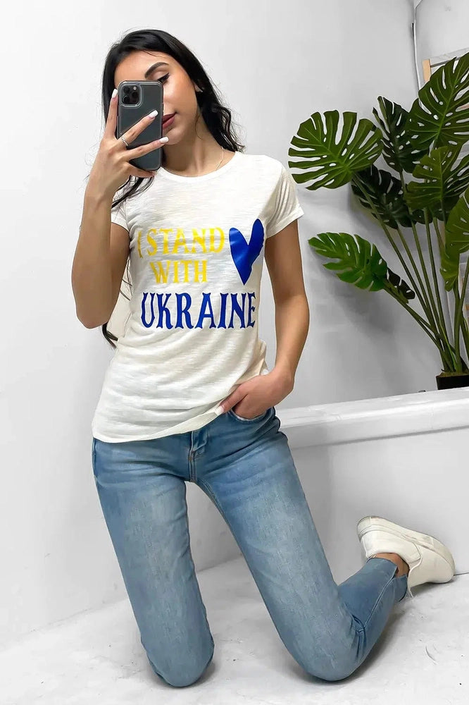 I Stand With Ukraine White T-shirt-SinglePrice