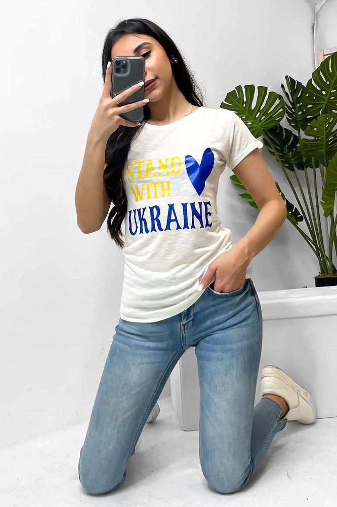 I Stand With Ukraine White T-shirt-SinglePrice