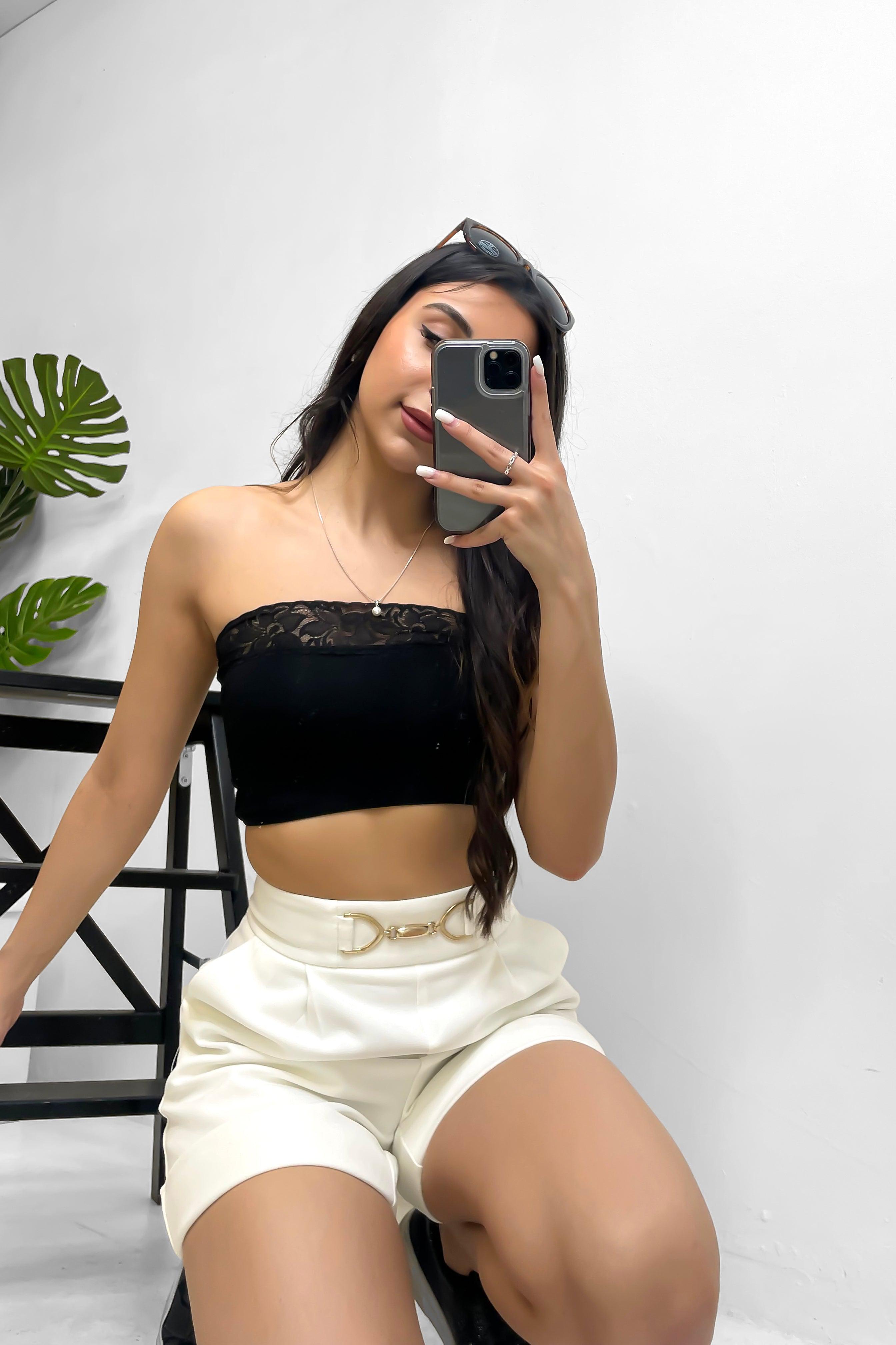 Black Lace Trim Boobtube Top-SinglePrice