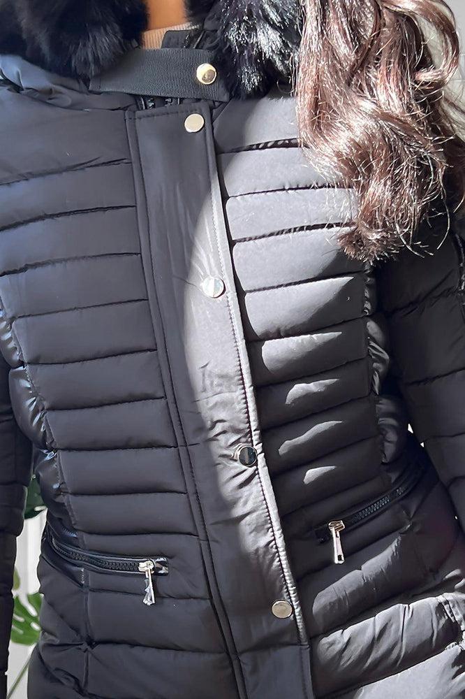 Faux Fur Lined Hood Quilted Jacket-SinglePrice
